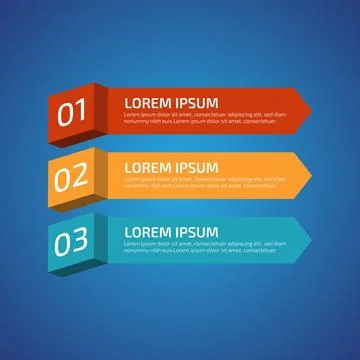 Infographic Design Elements with 3 different color, red, yellow, blue. Temp.. Stock Illustration