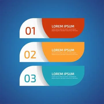 Infographic Design Elements with 3 different color, red, yellow, blue. Temp.. Stock Illustration