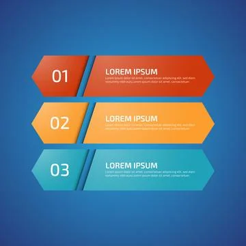 Infographic Design Elements with 3 different color, red, yellow, blue. Temp.. Stock Illustration