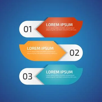Infographic Design Elements with 3 different color, red, yellow, blue. Temp.. Stock Illustration