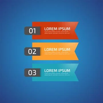 Infographic Design Elements with 3 different color, red, yellow, blue. Temp.. Stock Illustration