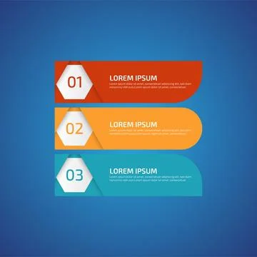 Infographic Design Elements with 3 different color, red, yellow, blue. Temp.. Illustrazione stock