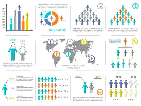 Infographic design elements demographic 스톡 일러스트