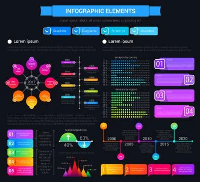 Infographic design elements, graphs and charts Illustrazione stock