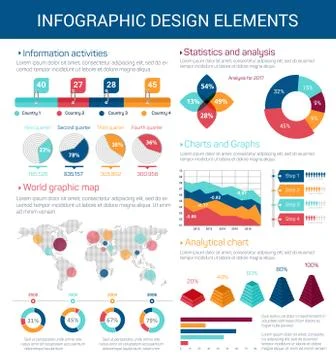 Infographic design elements with map, graph, chart イラスト素材