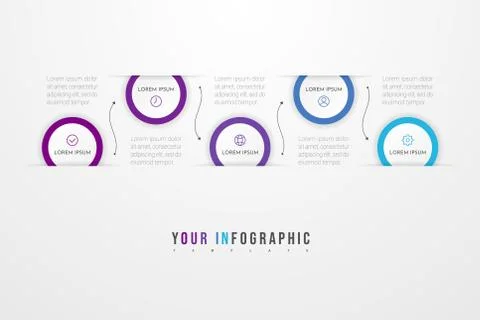 Infographic design elements for your business data with 5 circle options イラスト素材
