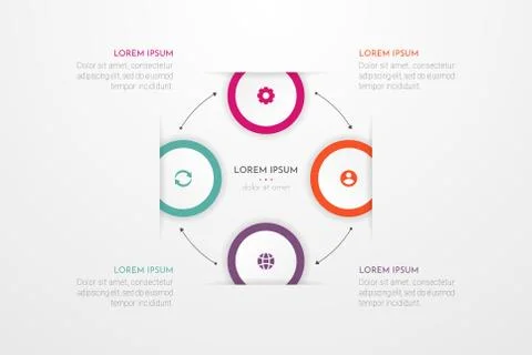 Infographic design elements for your business data with 4 circle options Illustrazione stock