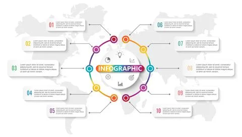 Infographic design elements for your business data with 10 options, parts, .. Stock Illustration