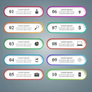 Infographic design. List of 10 items. Stock Illustration