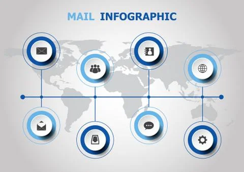 Infographic design with mail icons Stock Illustration