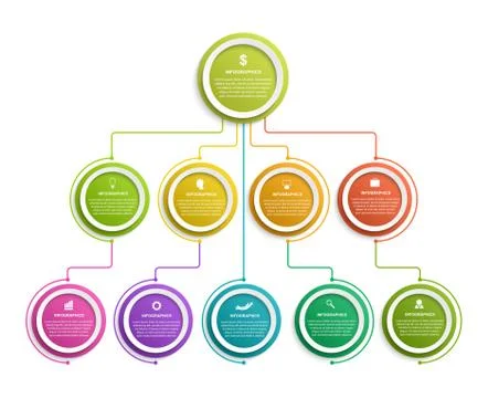 Infographic design organization chart template. Stock Illustration