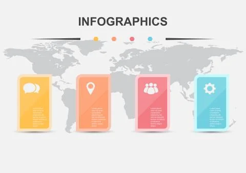 Infographic design template with 4 rounded rectangles 库存插图