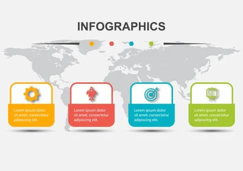 Infographic design template with 4 rounded rectangles Stock Illustration