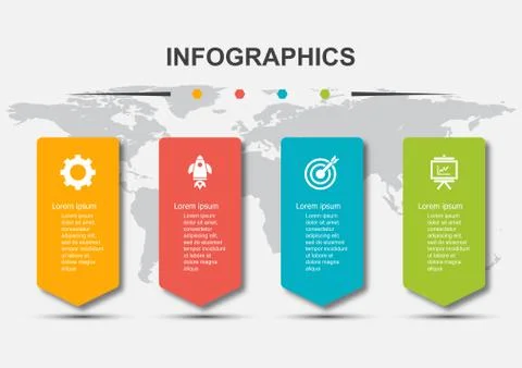 Infographic design template with 4 steps and shadow Stock Illustration