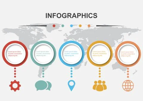 Infographic design template with 5 circles Stock Illustration