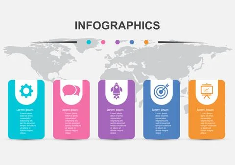 Infographic design template 5 elements with shadowInfographic design template Stock Illustration