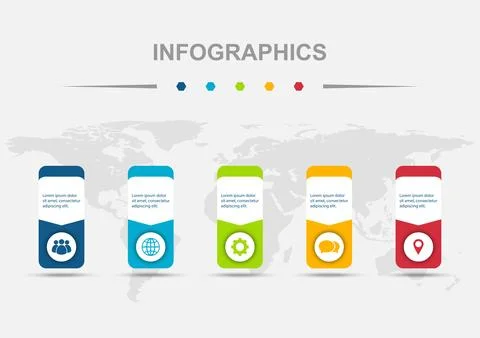 Infographic design template with 5 rounded rectangles badge Stock Illustration