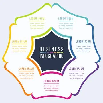 Infographic design template 7 Steps, objects, elements or options info business 库存插图