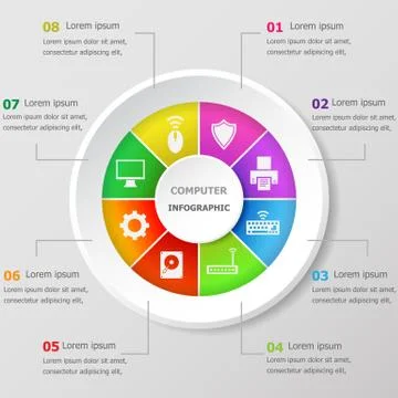 Infographic design template with computer icons Illustrazione stock