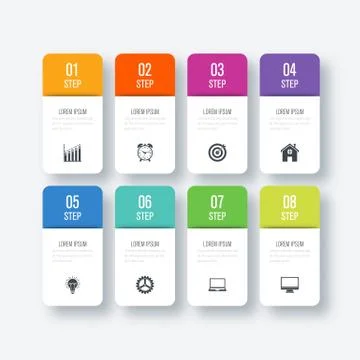 Infographic design template eight option. Stock Illustration