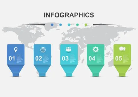 Infographic design template with five elements Illustrazione stock