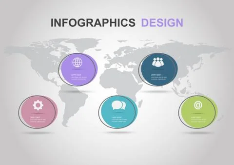 Infographic design template with flat circle banners Stock Illustration