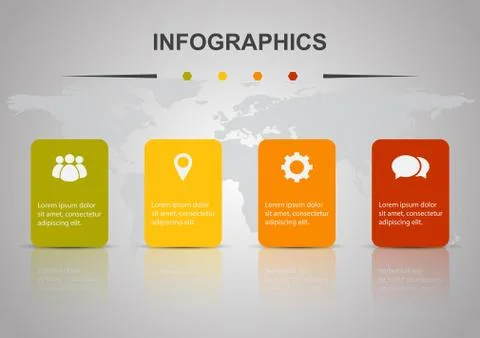 Infographic design template with four rectangles Stock Illustration