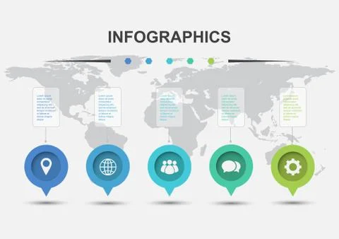 Infographic design template with marker elements Stock Illustration