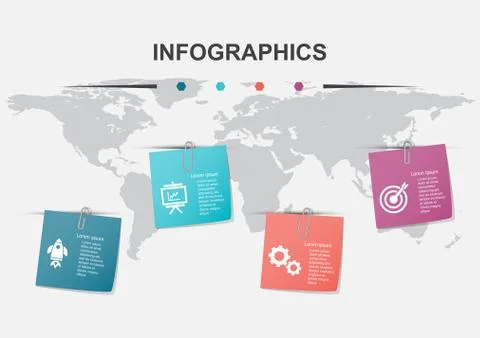 Infographic design template with note papers Stock Illustration