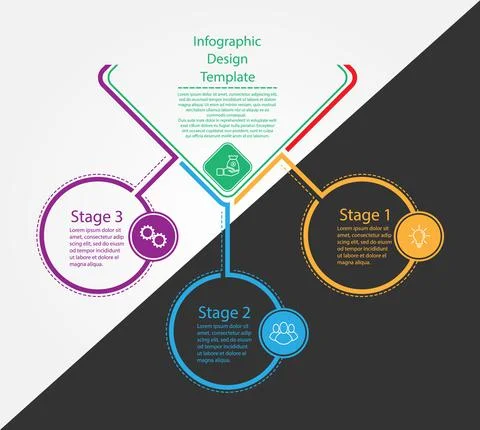 Infographic design template. Three steps to business success, training or pro Stock Illustration