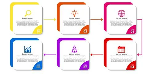 Infographic design template. Timeline concept with 6 options or steps. Layo.. Stock Illustration