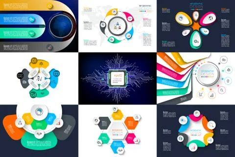 Infographic design vector sets used for workflow layout. Illustrazione stock