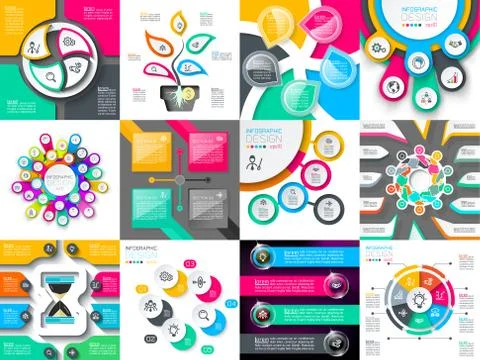 Infographic design vector sets used for workflow layout. Stock Illustration