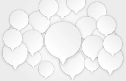 Infographic design with white communication bubbles on the grey background. E Stock Illustration