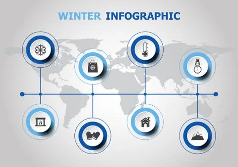 Infographic design with winter icons Stock Illustration