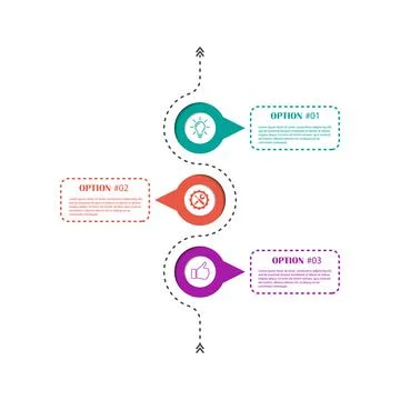 Infographic diagram of the process. 3 steps of options to achieve success. Ve 스톡 일러스트