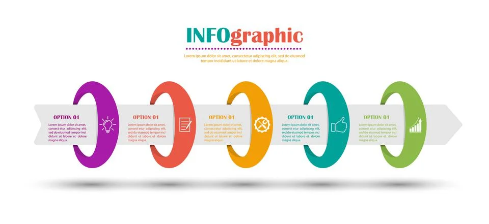 Infographic diagram of the process. 5 steps of options to achieve success. Ve 스톡 일러스트