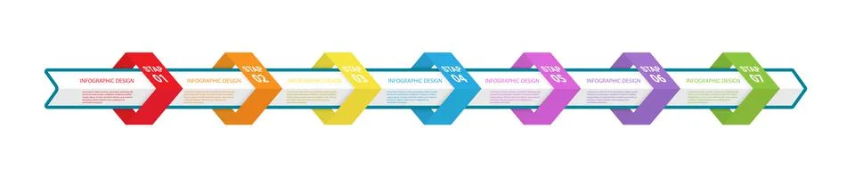 Infographic diagram of the process. 7 steps of options to achieve success. Ve Stock Illustration