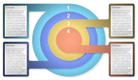 Infographic diagram template with concentric circles. For web design, present Stock Illustration