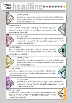 Infographic document template abstract with icons and copy space, headline, g Stock Illustration