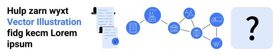 Infographic with Documents, Network Nodes, Question Mark, and Abstract Elemen Stock Illustration