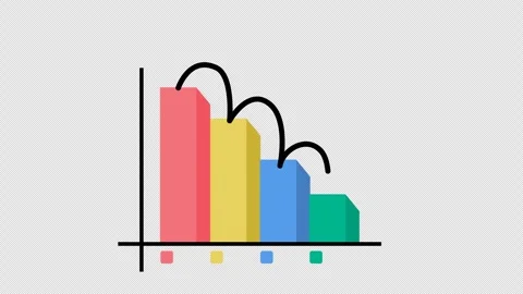 Infographic Downward Progress. Falling Trend Bar Chart Icon Animation. Stock Footage 291864281