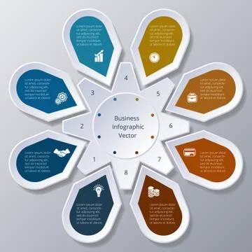 Infographic eight Points arranged in circle gear イラスト素材