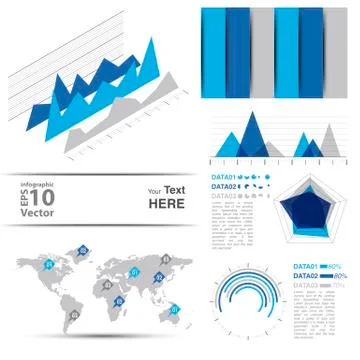Infographic element connection blue theme Stock Illustration