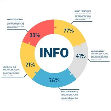 Infographic element design, Pie Chart with Five Options Template, Circle Link 스톡 일러스트