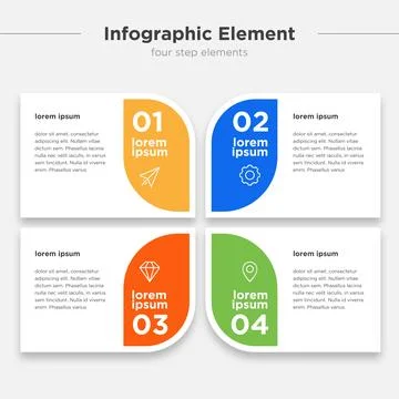 Infographic Element, Four Option Box Set イラスト素材