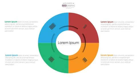 Infographic element template with 4 dot circle Stock Illustration