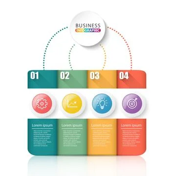 Infographic element vector with 4 options, can be used for step, workflow, .. Stock Illustration
