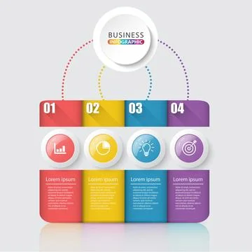 Infographic element vector with 4 options, can be used for step, workflow, .. Stock Illustration