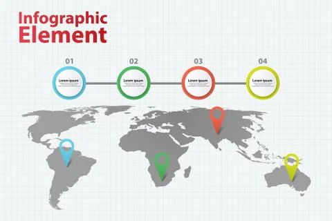 Infographic Element World map Infographics with 4 different option Stock Illustration